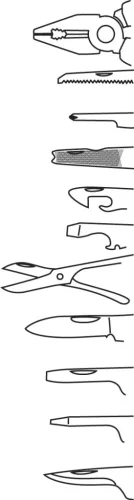 Multifunkciós szerszám, 12 funkció, beépített LED lámpa, nyitva/összecsukva: 155mm/100mm