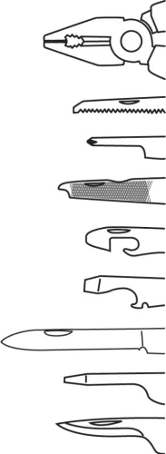 Multifunkciós szerszám, 10 funkció, beépített LED lámpa, nyitva/összecsukva: 105mm/75mm