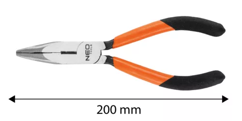 Hajlított csőrű fogó 200mm, Slim széria, keskenyített fogantyú