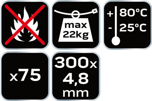 Kábelkötegelő, gyorskötöző, 4.8mmx300mm, fehér, 75db