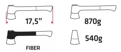 Balta 870g, fej 540g, üvegszálas nyél 17.5"