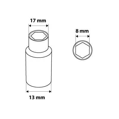 Dugókulcs 8mm, 3/8", hatlapú