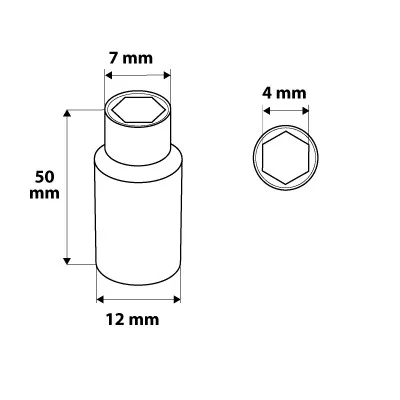 Dugókulcs 4mm, 1/4", hosszú, 6 pontos, Superlock, min. rendelés: 3db