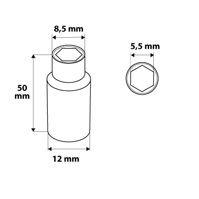 Dugókulcs 5.5mm, 1/4", hosszú, 6 pontos, Superlock, min. rendelés: 3db