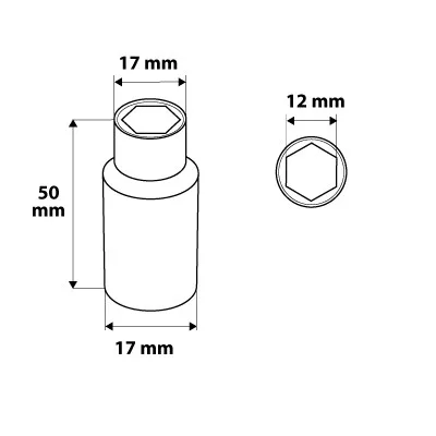 Dugókulcs 12mm, 1/4", hosszú, 6 pontos, Superlock, min. rendelés: 3db