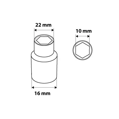 Dugókulcs 10mm, 1/2", hatlapú, min. rendelés: 3db