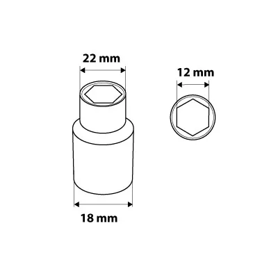 Dugókulcs 12mm, 1/2", hatlapú, min. rendelés: 3db