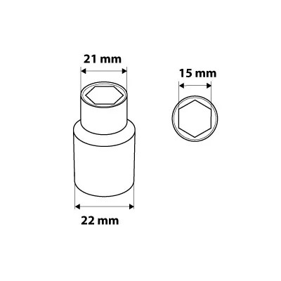 Dugókulcs 15mm, 1/2", hatlapú, min. rendelés: 3db