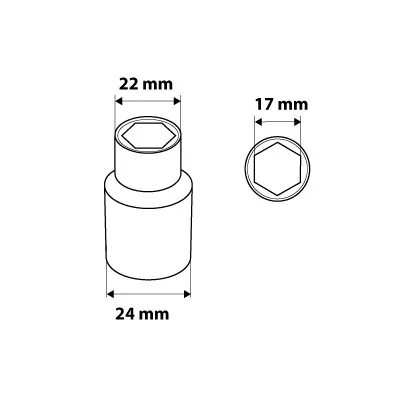 Dugókulcs 17mm, 1/2", hatlapú, min. rendelés: 3db