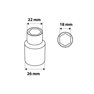 Dugókulcs 18mm, 1/2", hatlapú, min. rendelés: 3db