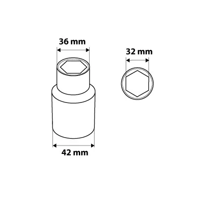 Dugókulcs 32mm, 1/2", hatlapú