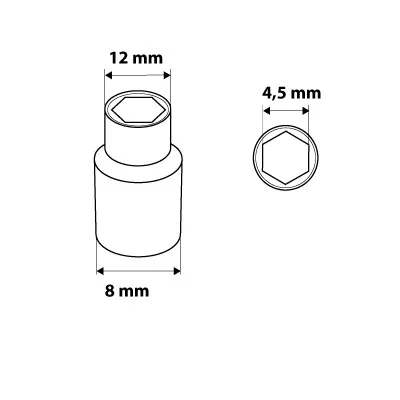 Dugókulcs 4.5mm, 1/4", hatlapú, min. rendelés: 5db