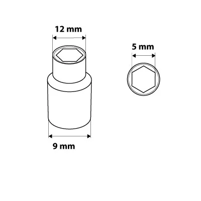 Dugókulcs 5mm, 1/4", hatlapú, min. rendelés: 5db