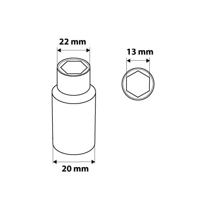 Dugókulcs 13mm, 1/2", hosszú hatlapú
