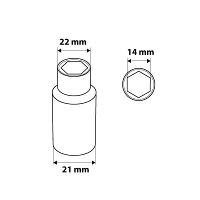 Dugókulcs 14mm, 1/2", hosszú hatlapú