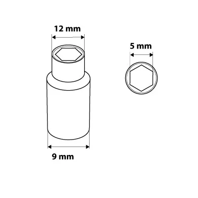 Dugókulcs 5mm, 1/4", hosszú hatlapú, min. rendelés: 3db