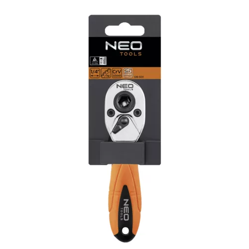 Racsnis kulcs 1/4", bitekhez, kétoldalú, 105mm, 72fog, DIN3122