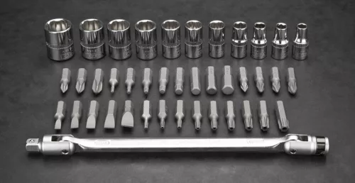 Dugókulcskészlet + bitkészlet 1/4", 41db