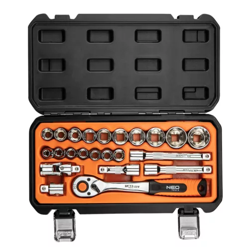 Dugókulcskészlet 1/2", 90 fogas racsni, 23db