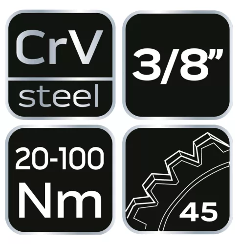 Nyomatékkulcs 3/8", 420mm, 20-100nm