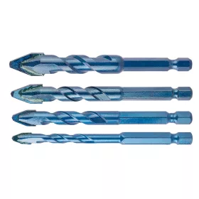   Univerzális keményfémlapkás fúrókészlet, 1/4" hatszög szárral, 6,8,10,12mm, 4db
