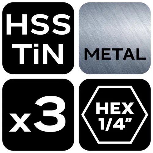 Lépcsős fúrókészlet, HSS-Titán, 3-20mm, hatszög szárral, 3db