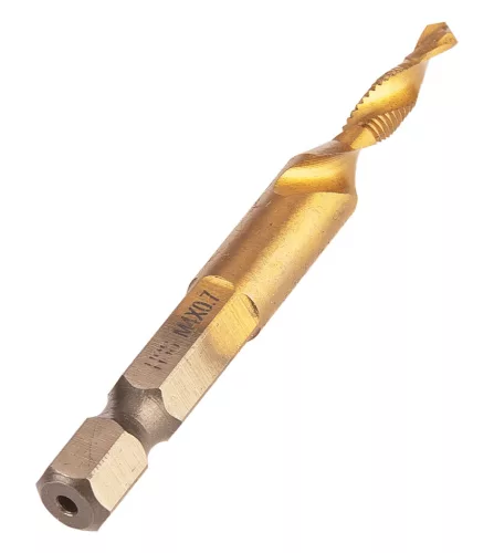 Gépi menetfúró, 2az1-ben előfúró éllel, HSS-Titán, M4x0.7mm, hatszög szárral