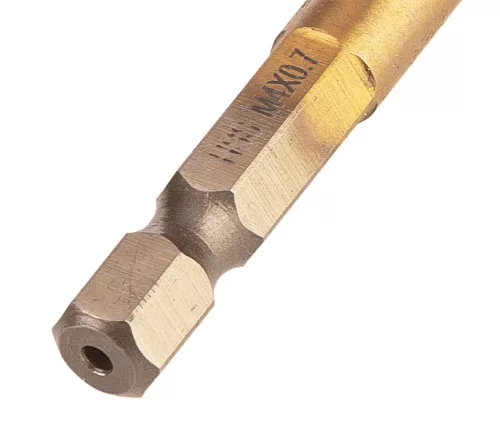 Gépi menetfúró, 2az1-ben előfúró éllel, HSS-Titán, M4x0.7mm, hatszög szárral