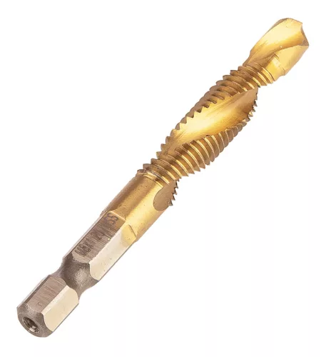 Gépi menetfúró, 2az1-ben előfúró éllel, HSS-Titán, M8x1.25mm, hatszög szárral