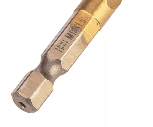 Gépi menetfúró, 2az1-ben előfúró éllel, HSS-Titán, M10x1.5mm, hatszög szárral