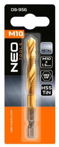 Gépi menetfúró, 2az1-ben előfúró éllel, HSS-Titán, M10x1.5mm, hatszög szárral