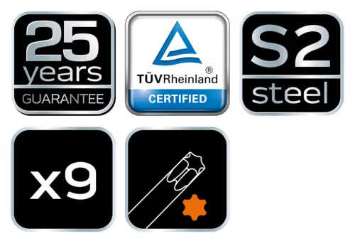 Torxkulcs készlet, T10-T50, színes, lyukas, 9db