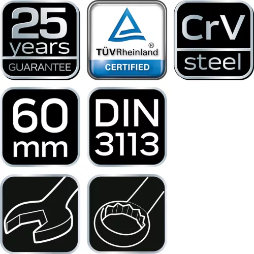 Csillag-villáskulcs 60x600mm CRV, DIN3113