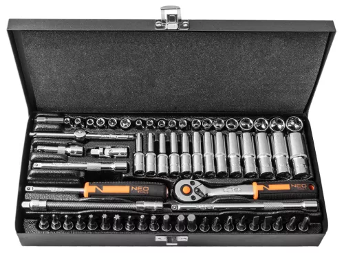 Dugókulcskészlet + bitkészlet 1/4" 63db