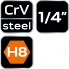 Imbusz dugókulcs 1/4" H8, 87mm, min. rendelés: 3db