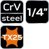 Torx dugókulcs 1/4" 87mm, T25, min. rendelés: 3db