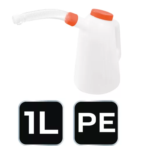 Olaj és hűtőfolyadék beöntő kanna, flexi csővel, 1L