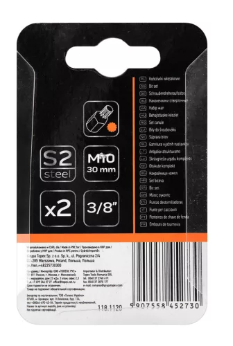 Spline bit, 3/8", M10x30mm, S2, 2db