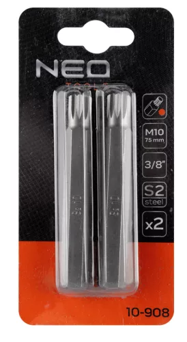 Spline bit, 3/8", M10x75mm, S2, 2db
