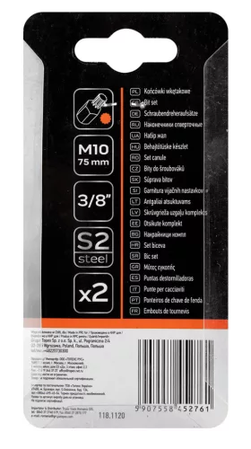 Spline bit, 3/8", M10x75mm, S2, 2db