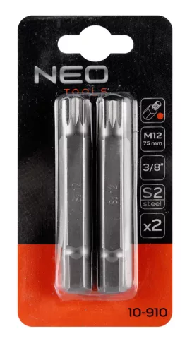 Spline bit, 3/8", M12x75mm, S2, 2db