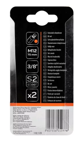 Spline bit, 3/8", M12x75mm, S2, 2db