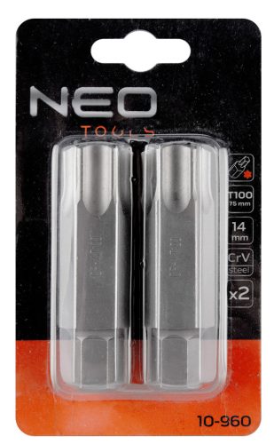 Torx bit, 3/8", T100x75mm, CRV, 2db