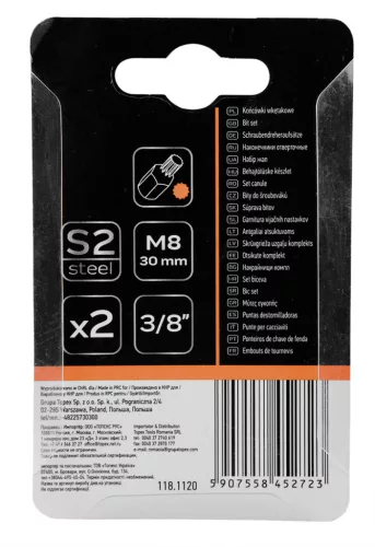 Imbusz bit, 3/8", 6x30mm, S2, 2db, min. rendelés: 3cs
