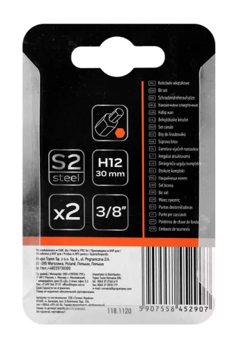 Imbusz bit, 3/8", 12x30mm, S2, 2db