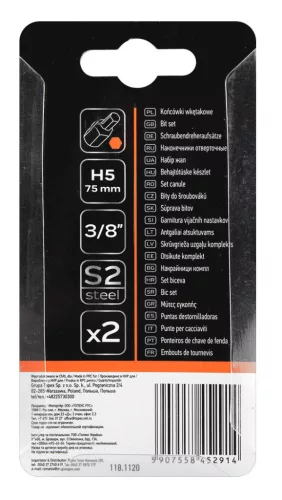 Imbusz bit, 3/8", 5x75mm, S2, 2db