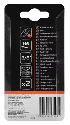 Imbusz bit, 3/8", 6x75mm, S2, 2db
