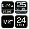 Gépi dugókulcs 1/2", 24mm, CRMO
