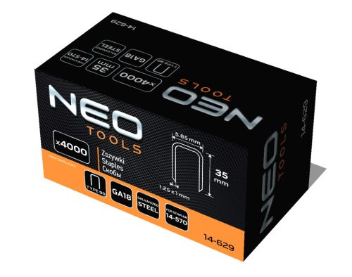 Tűzőkapocs, horganyzott, TYP90, pneumatikus tűzőgéphez 14-570-hez, GA18, 35mm, 4000db