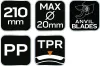 Metszőolló rávágó, max. 20mm, teflon bevonat, 210mm